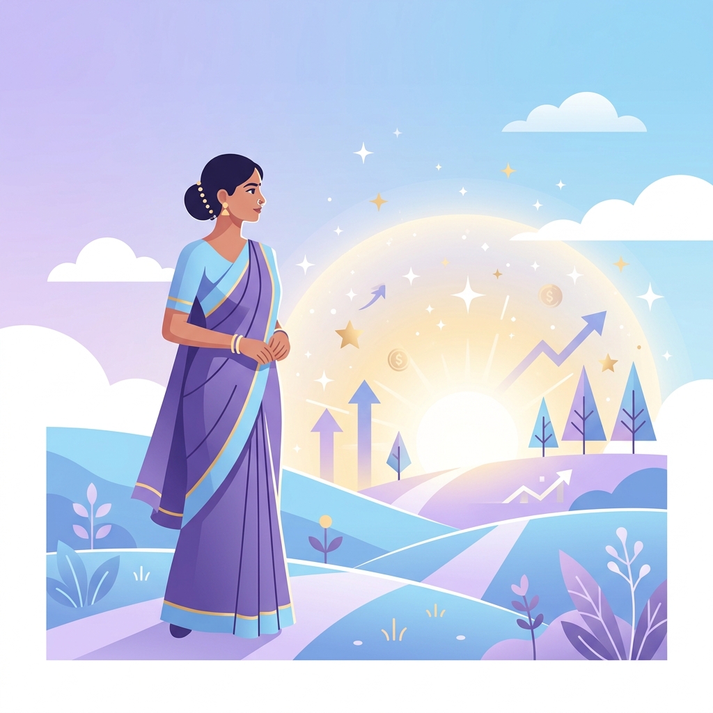 Indian woman looking toward a bright future